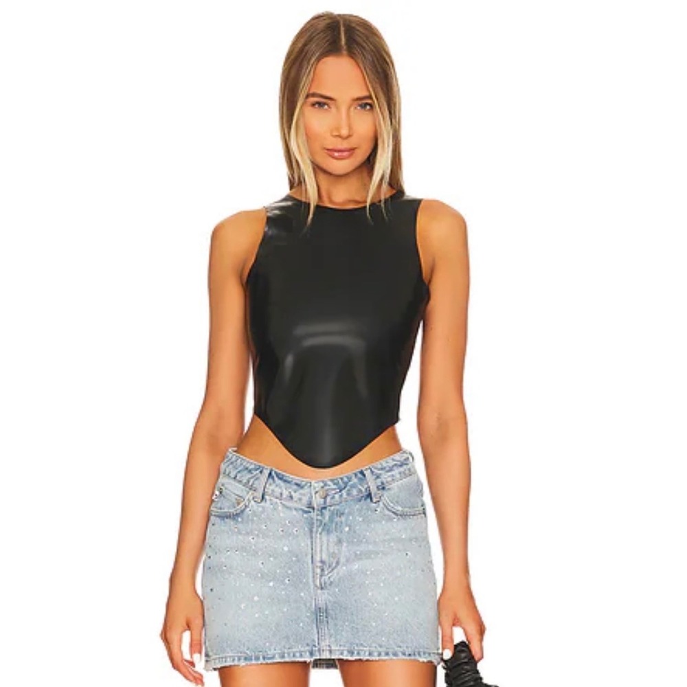 MIAOU Jinx Latex Tank in Black Size XS NWT $225